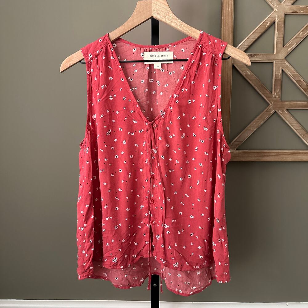 Anthropologie Cloth and Stone Floral Pink Tank Medium